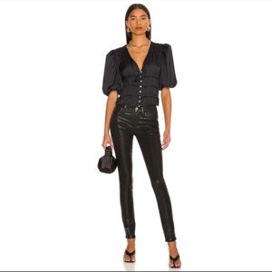 FRAME Julianne Crop Puff Sleeve Blouse